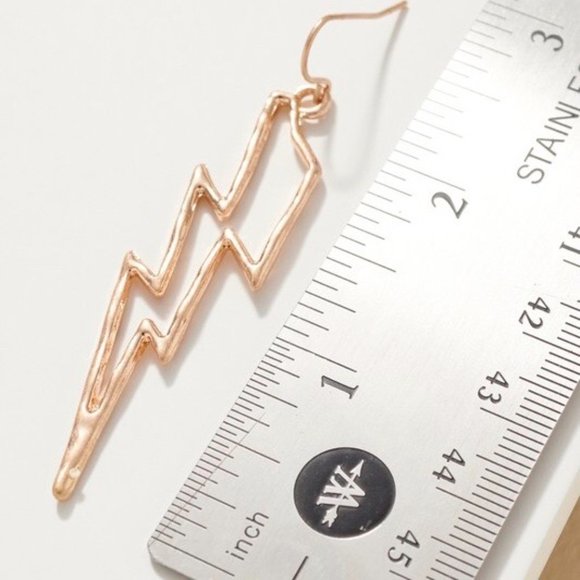 THUNDERSTRUCK GOLD BOLT EARRINGS - Picture 2 of 3